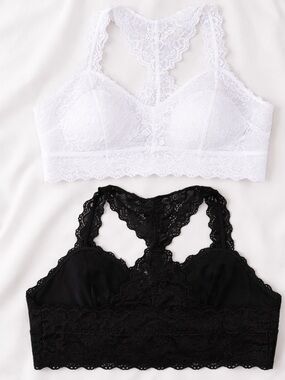 Jezebel Lace Racerback Bralettes (2) Size Large Layering Festival Boho NWT